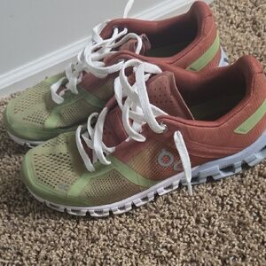 On Running Shoe Label with Red Interior